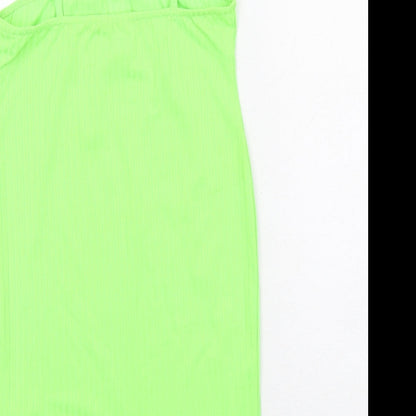 I SAW IT FIRST Womens Green Polyester Mini Size 12 Square Neck Pullover