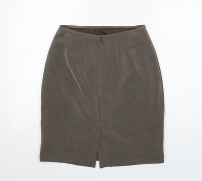 NEXT Womens Brown Polyester Straight & Pencil Skirt Size 12 Zip