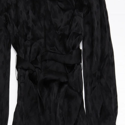 Per Una Womens Black Polka Dot Viscose A-Line Size 6 V-Neck Zip