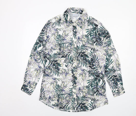 Cotswold Collections Womens Multicoloured Geometric Polyester Basic Button-Up Size 12 Collared - Leaf Print