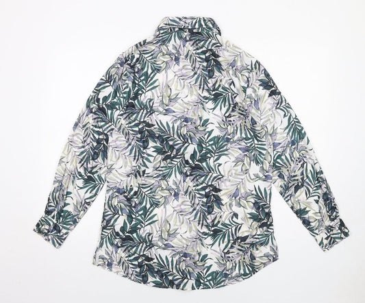 Cotswold Collections Womens Multicoloured Geometric Polyester Basic Button-Up Size 12 Collared - Leaf Print