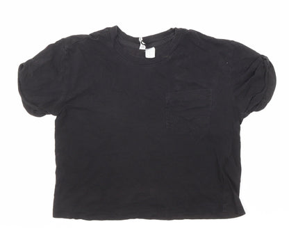 Womens UK Size XS Divided by H&M Black Basic T-Shirt