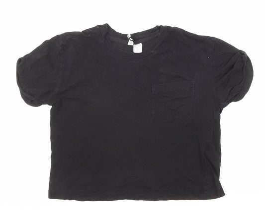 Womens UK Size XS Divided by H&M Black Basic T-Shirt