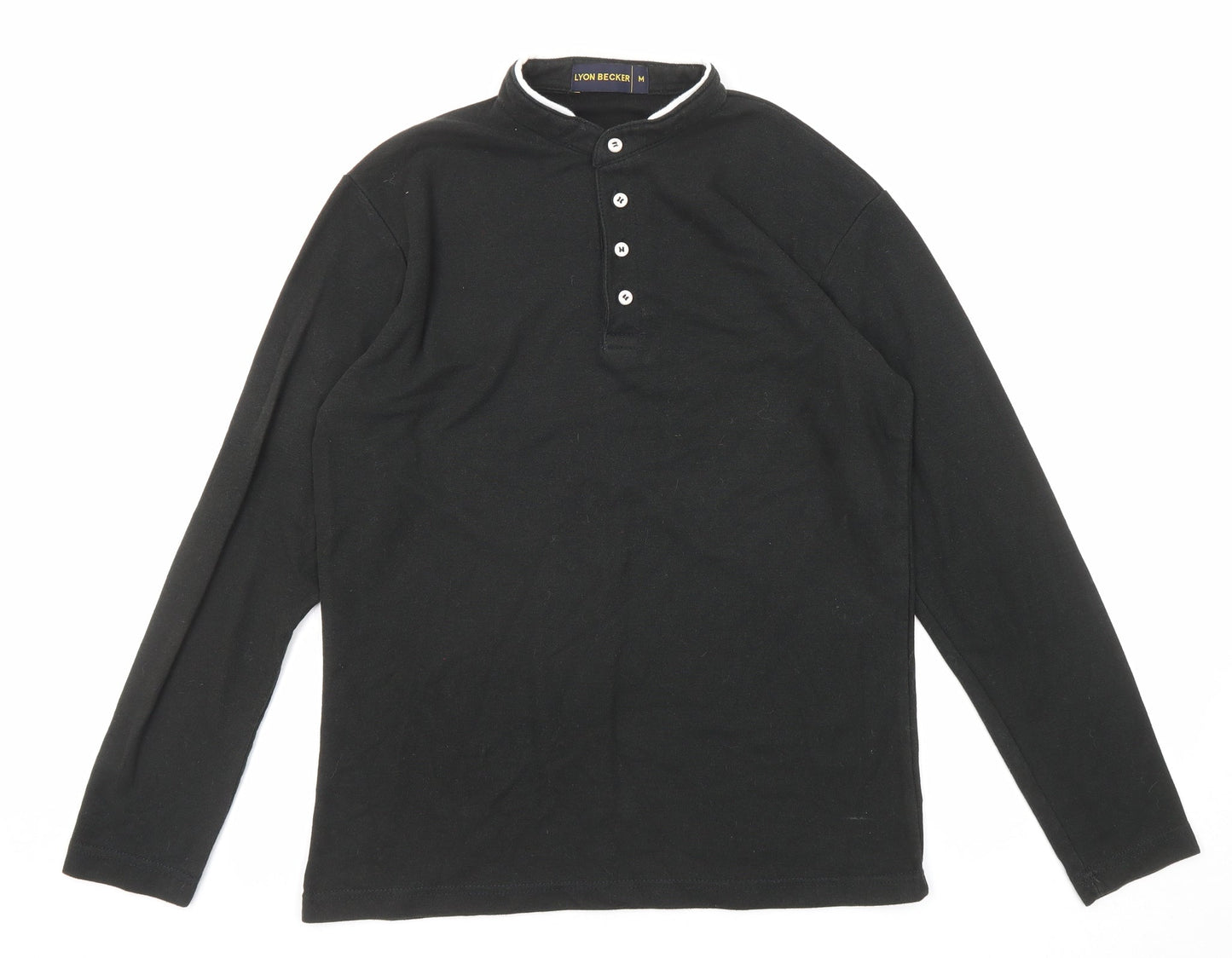Lyon Becker Mens Black Cotton Polo Size M Collared Button