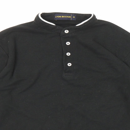 Lyon Becker Mens Black Cotton Polo Size M Collared Button