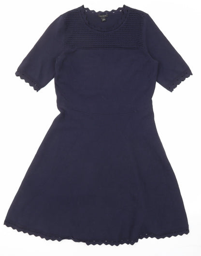 Ann Taylor Womens Blue Viscose Trapeze & Swing Size S Round Neck Pullover