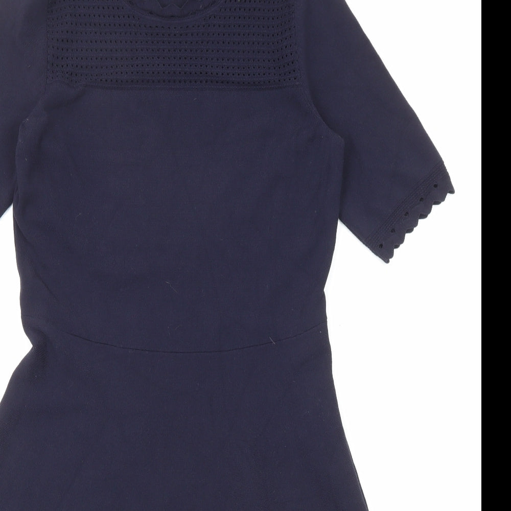 Ann Taylor Womens Blue Viscose Trapeze & Swing Size S Round Neck Pullover