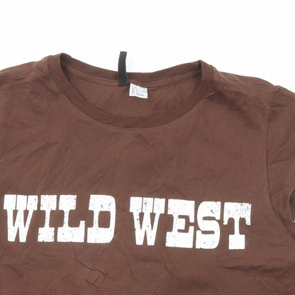 Womens UK Size L Divided by H&M Brown Basic T-Shirt