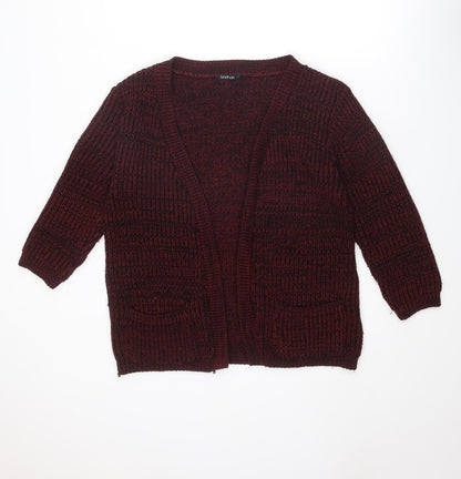 Boohoo Womens Red V-Neck Acrylic Cardigan Jumper Size L