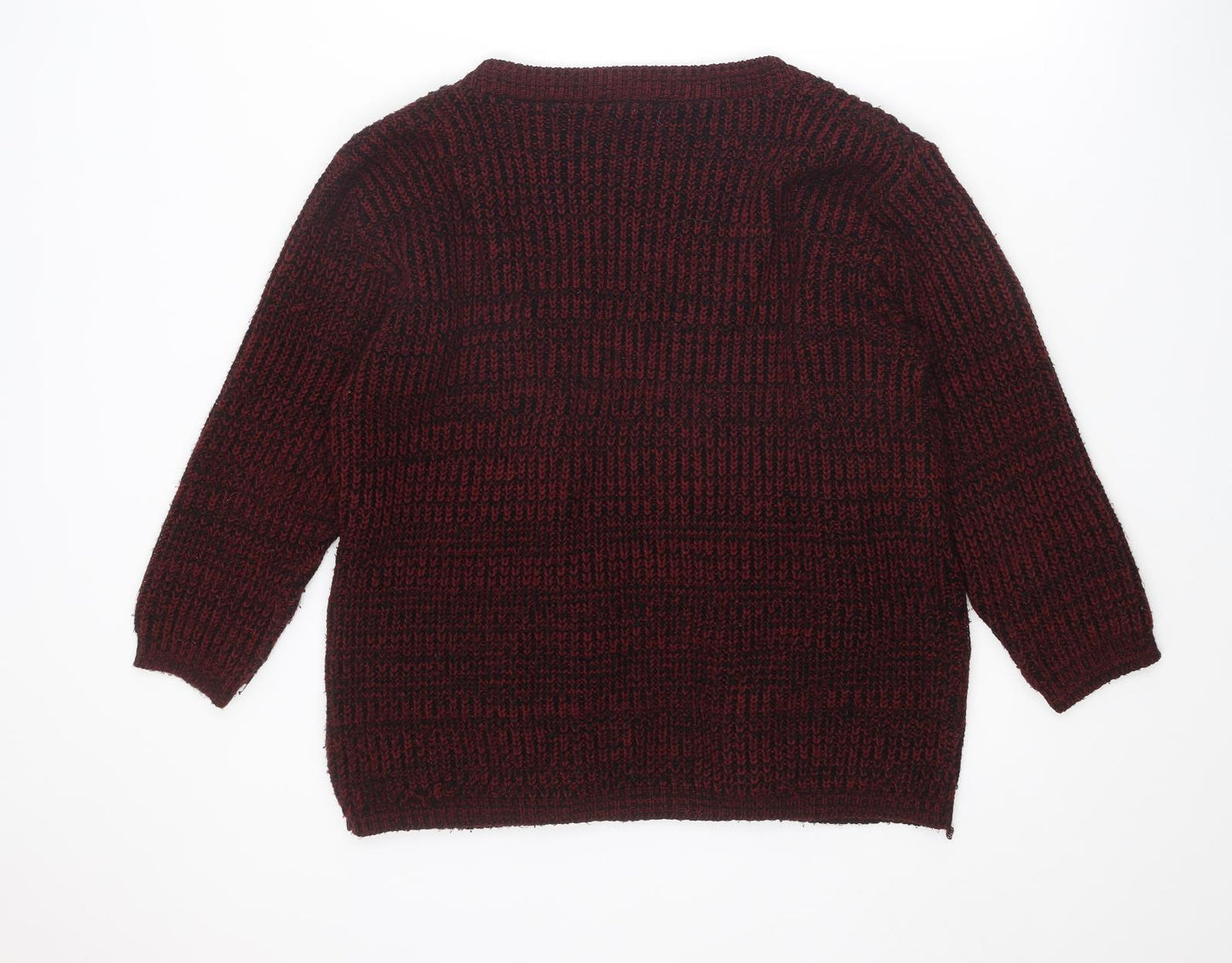 Boohoo Womens Red V-Neck Acrylic Cardigan Jumper Size L