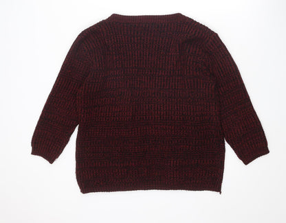 Boohoo Womens Red V-Neck Acrylic Cardigan Jumper Size L