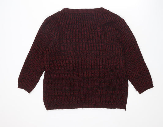 Boohoo Womens Red V-Neck Acrylic Cardigan Jumper Size L