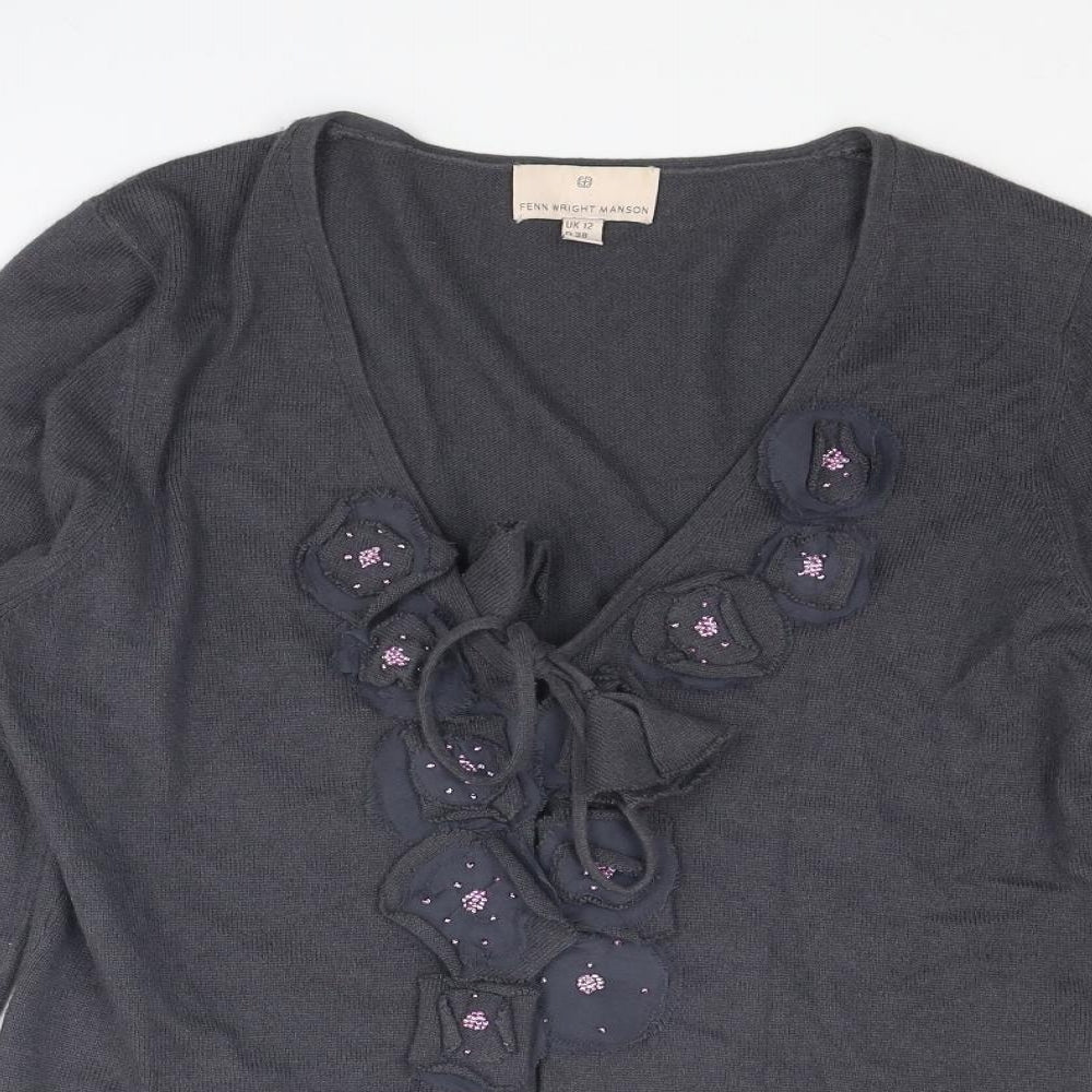 Womens UK Size 12 Fenn Wright Manson Grey Cardigan Jumper