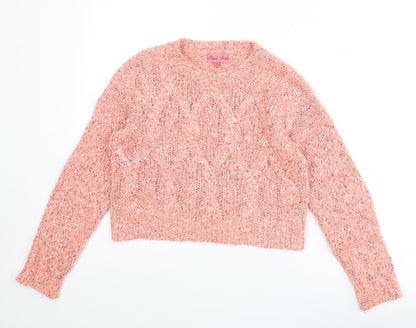Pink Soda Womens Pink Round Neck Acrylic Pullover Jumper Size 6
