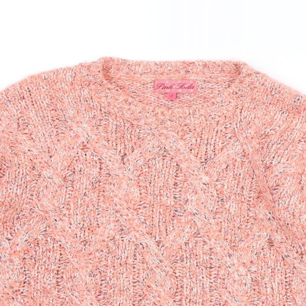 Pink Soda Womens Pink Round Neck Acrylic Pullover Jumper Size 6