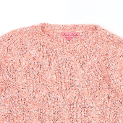 Pink Soda Womens Pink Round Neck Acrylic Pullover Jumper Size 6