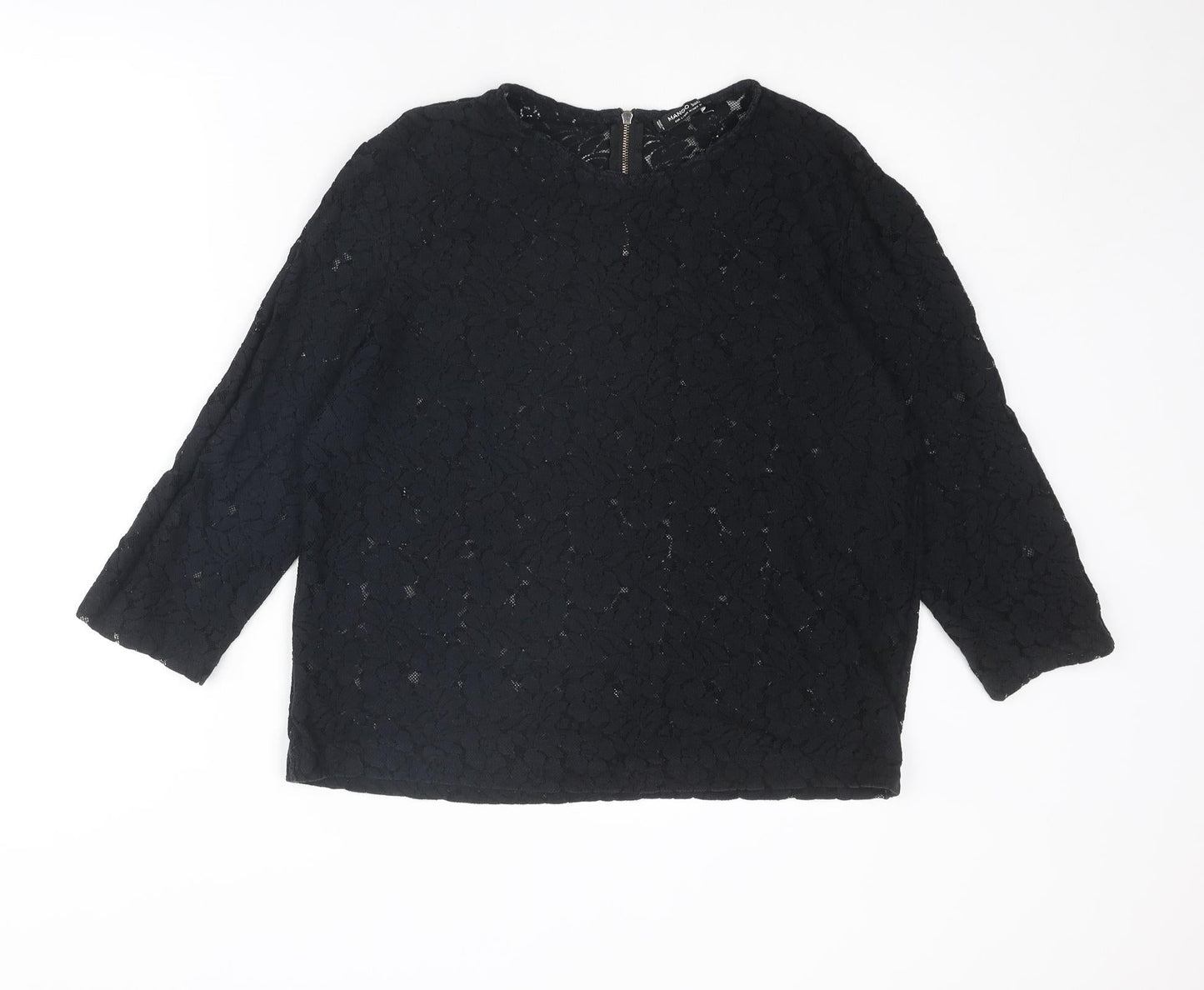 Womens UK Size L Mango Black Basic Blouse