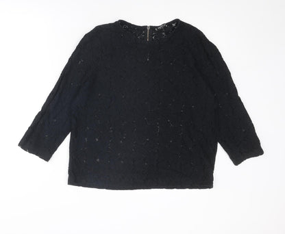 Womens UK Size L Mango Black Basic Blouse