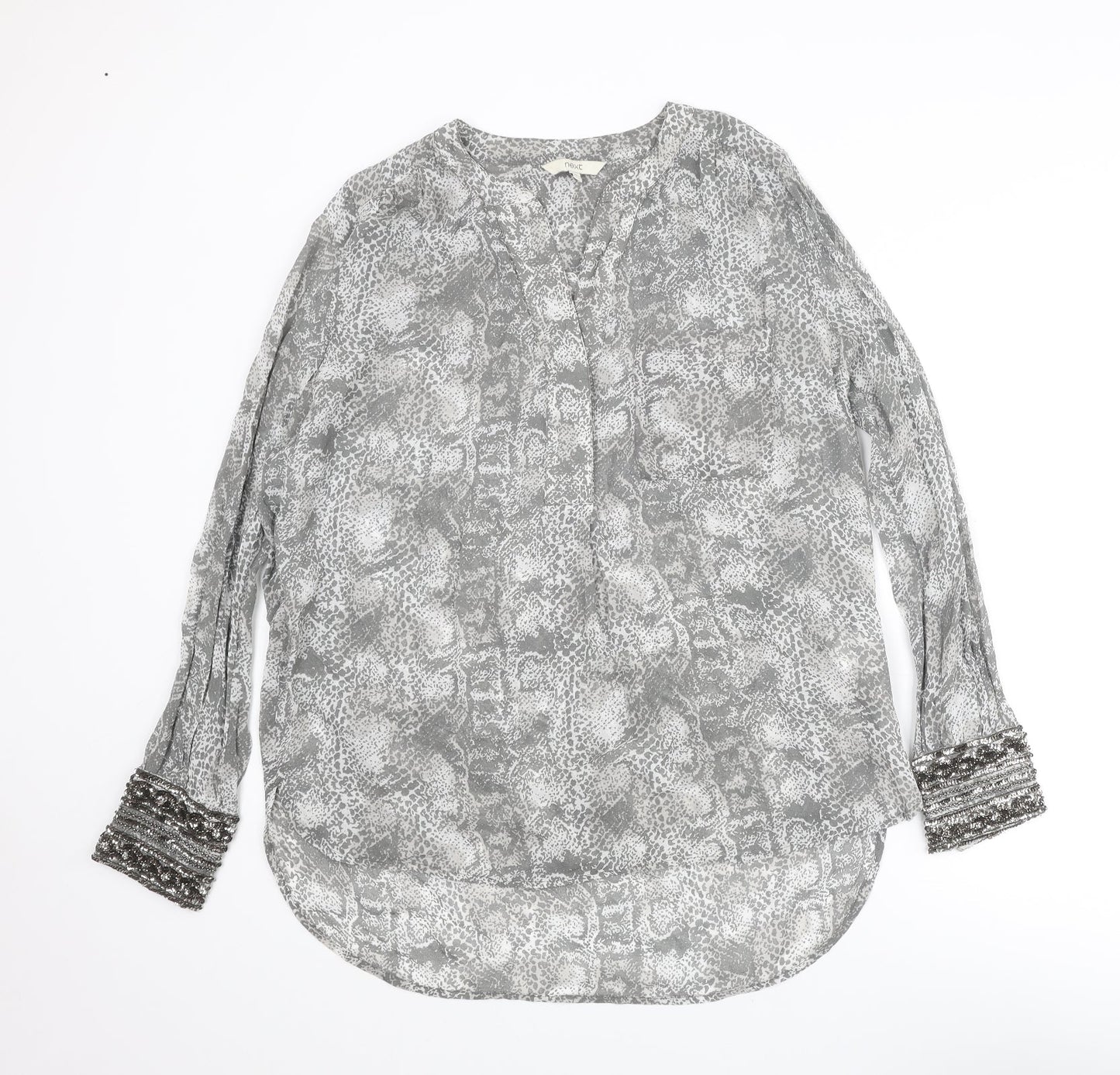 Womens UK Size 10 NEXT Grey Basic Blouse
