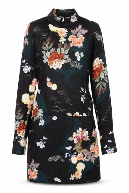Zara Womens Multicoloured Floral Viscose A-Line Size S Round Neck Button