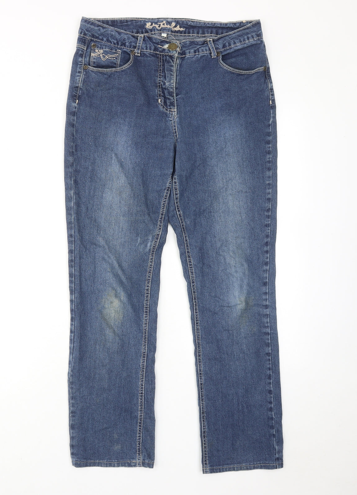 RJR.John Rocha Womens Blue Cotton Skinny Jeans Size 12 Regular Zip