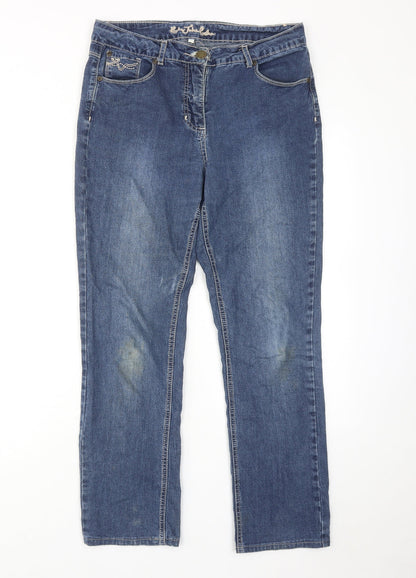 RJR.John Rocha Womens Blue Cotton Skinny Jeans Size 12 Regular Zip