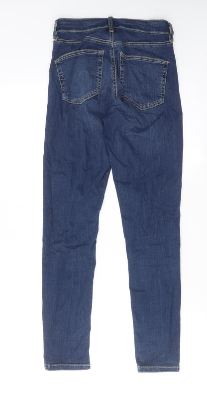 Topshop Womens Blue Cotton Skinny Jeans Size 25 in L30 in Regular Zip