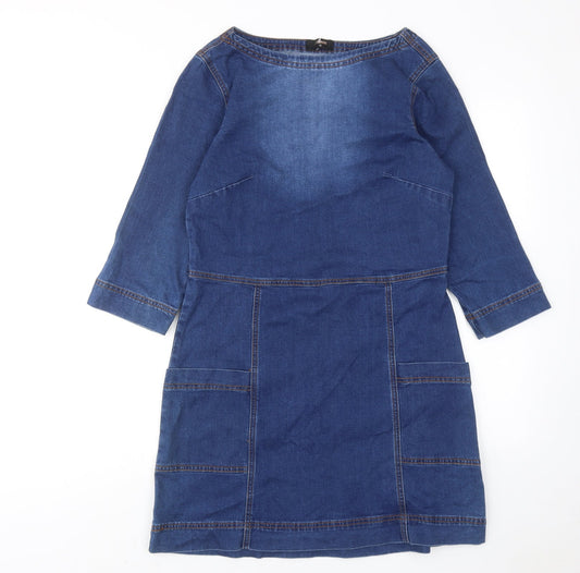 Matalan Womens Blue Cotton A-Line Size 12 Boat Neck Pullover