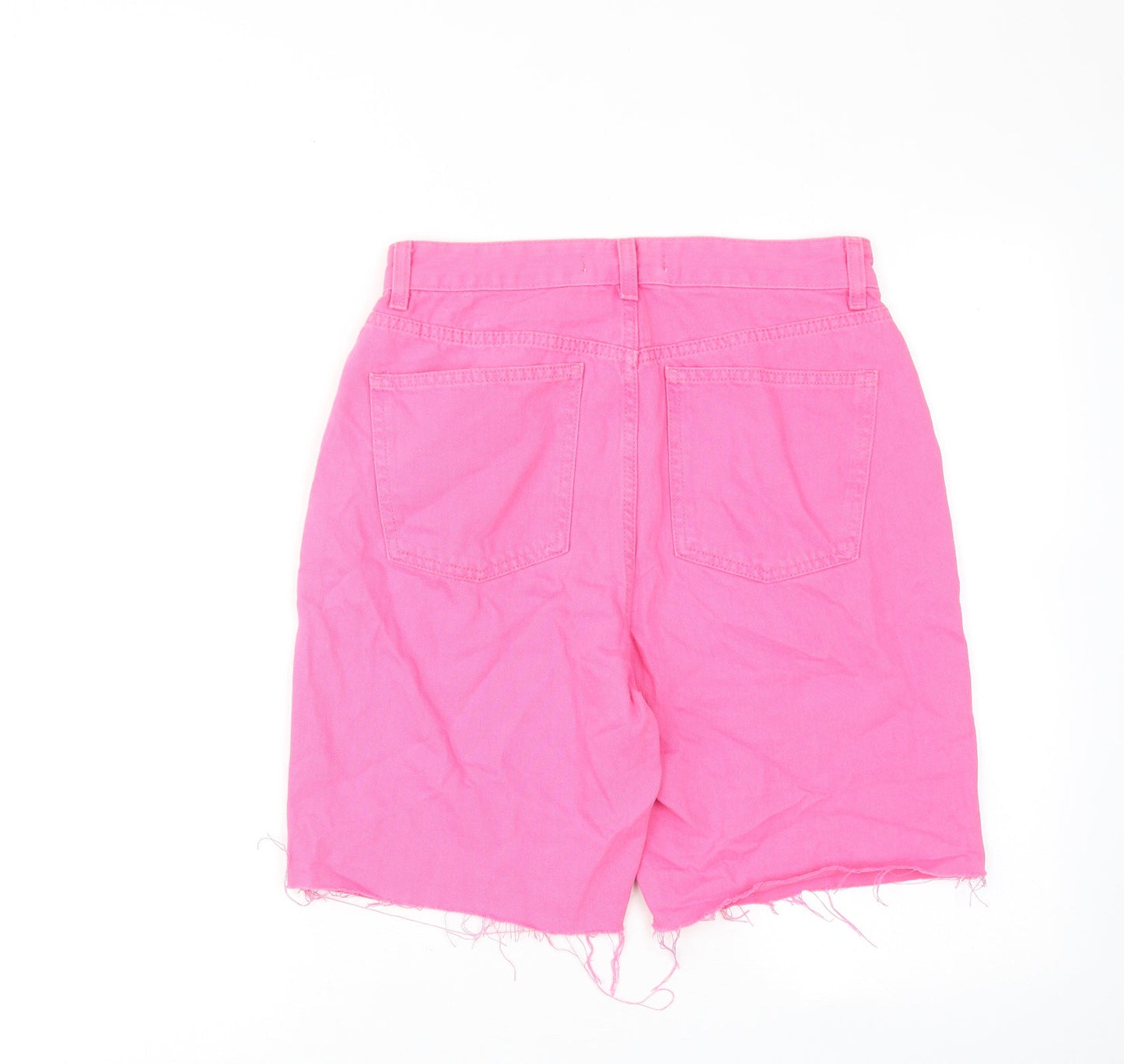 Denim & Co. Womens Pink Cotton Cut-Off Shorts Size 10 Regular Zip