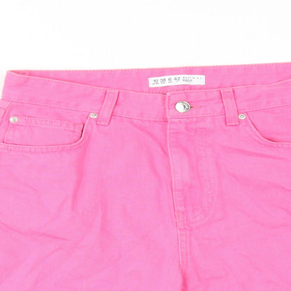 Denim & Co. Womens Pink Cotton Cut-Off Shorts Size 10 Regular Zip