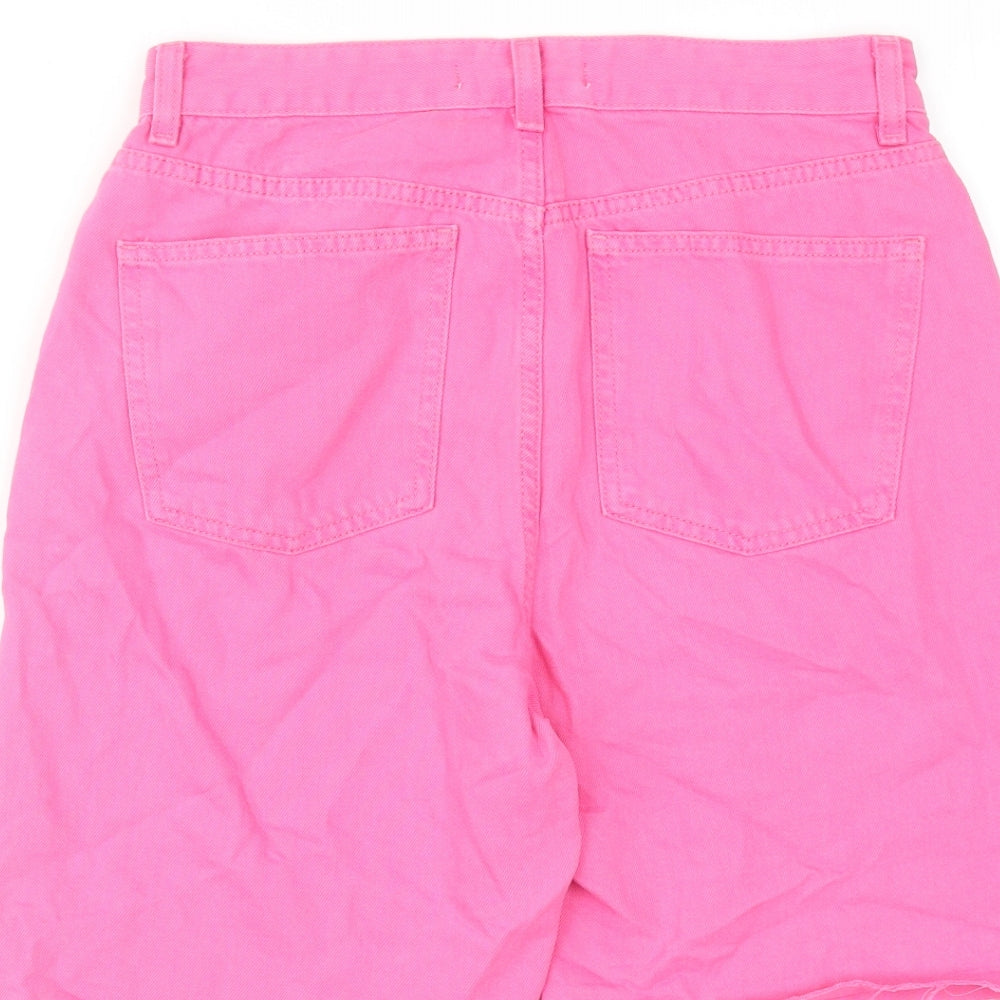 Denim & Co. Womens Pink Cotton Cut-Off Shorts Size 10 Regular Zip