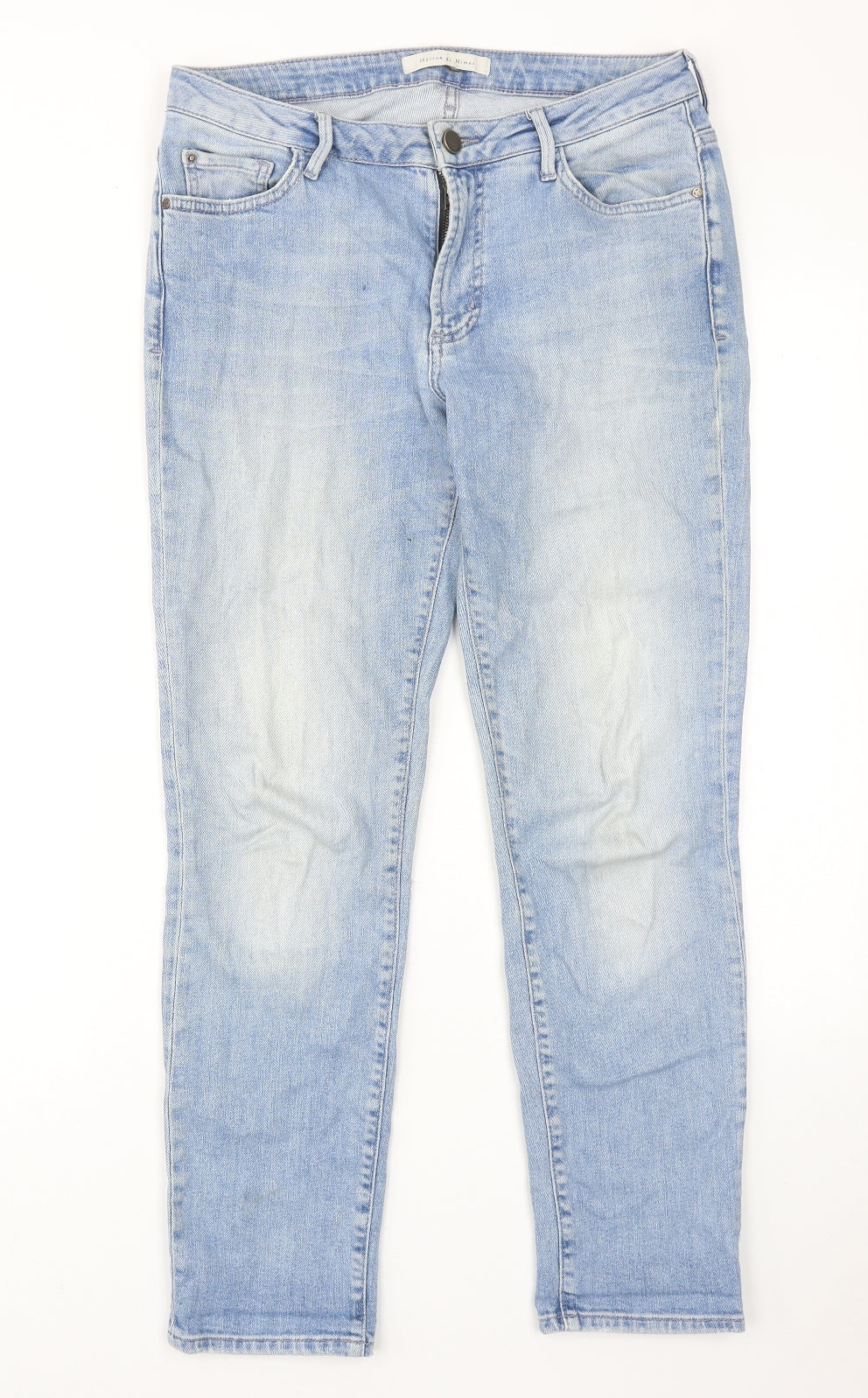 Maison de Nimes Womens Blue Cotton Straight Jeans Size 10 Regular Zip
