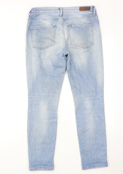 Maison de Nimes Womens Blue Cotton Straight Jeans Size 10 Regular Zip
