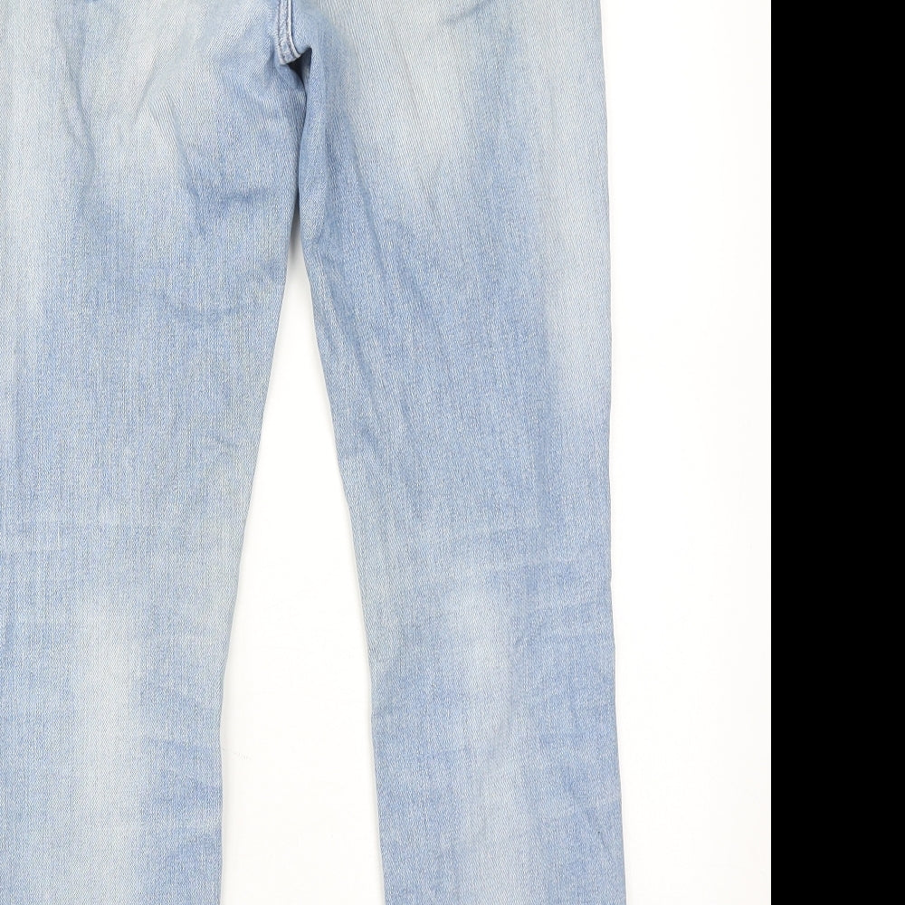 Maison de Nimes Womens Blue Cotton Straight Jeans Size 10 Regular Zip