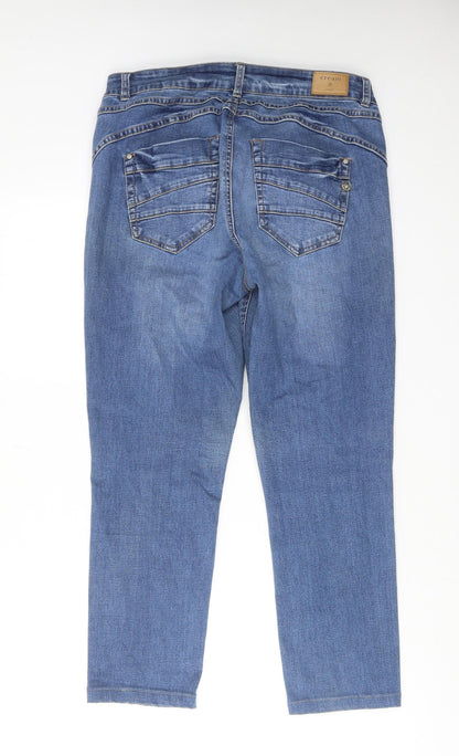 Cream Womens Blue Cotton Straight Jeans Size 31 in Regular Zip