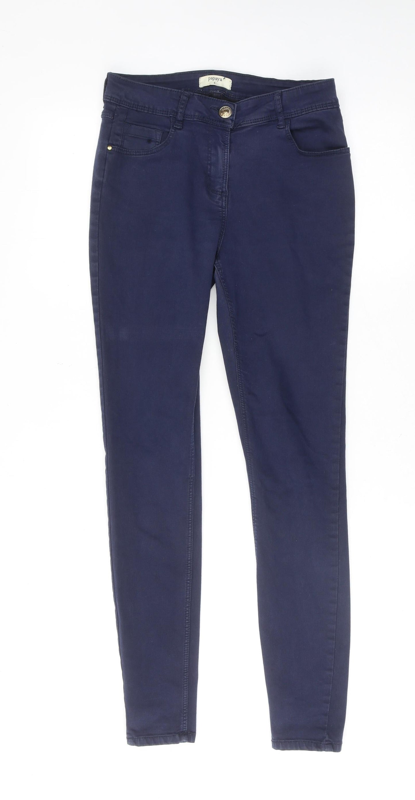 Womens UK Size 8 Papaya Regular Fit Skinny Blue Jeans