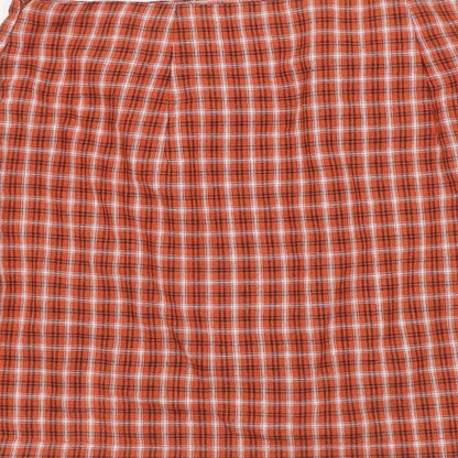 Princess Polly Womens Orange Plaid Polyester A-Line Skirt Size 8 Zip