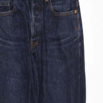 Luke Mens Blue Cotton Straight Jeans Size 35 in Regular Zip