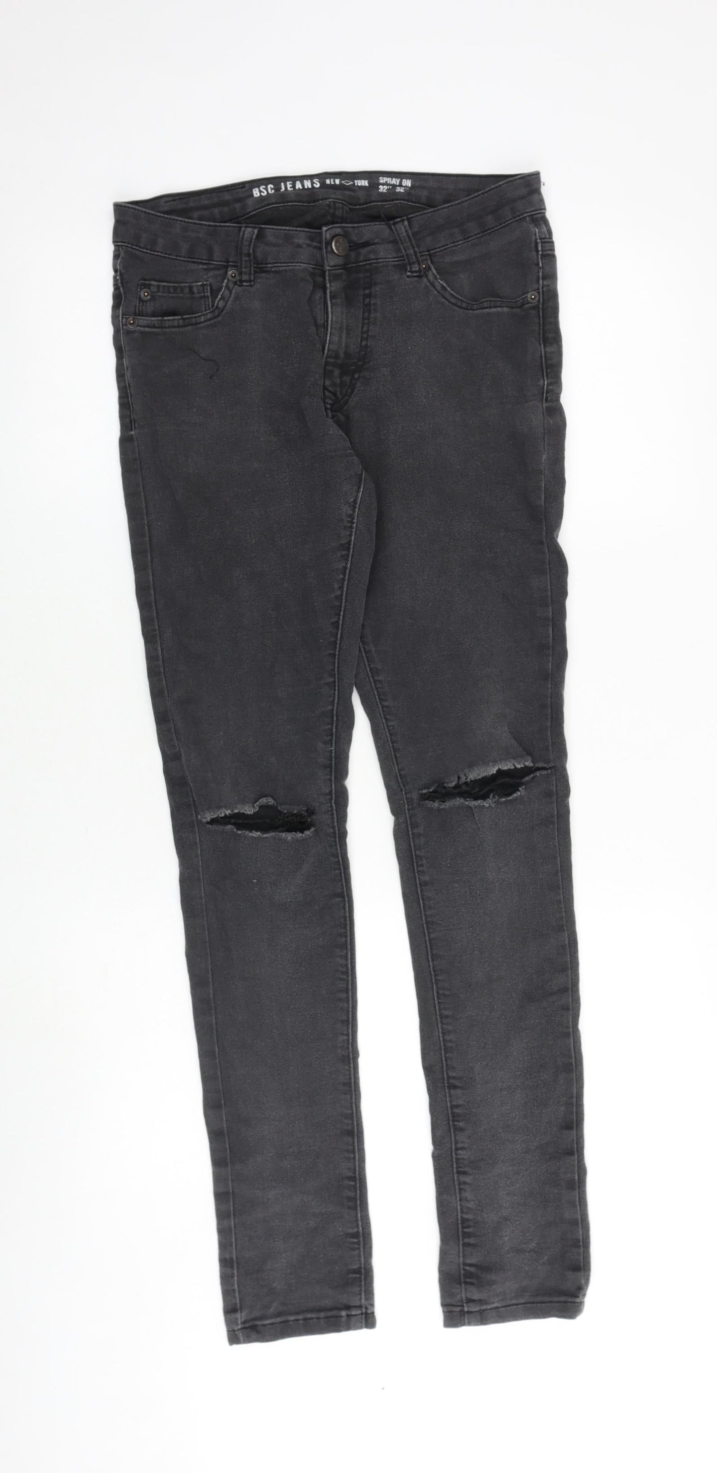 Mens UK Size 32 in BSC Jeans Extra-Slim Fit Skinny Grey Jeans