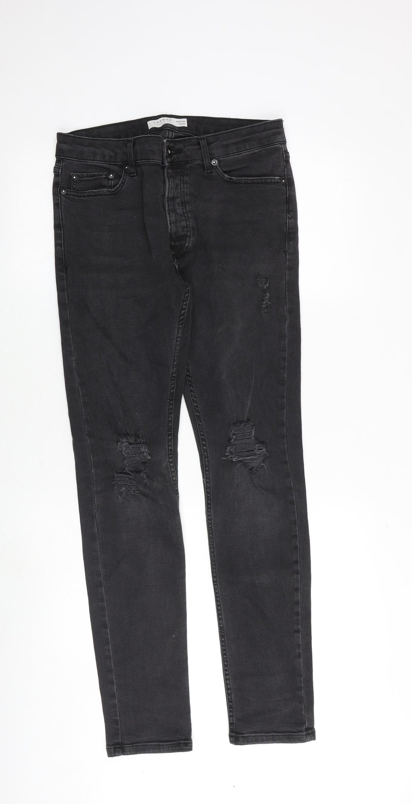 Mens UK Size 30 in Topman Slim Fit Skinny Grey Jeans