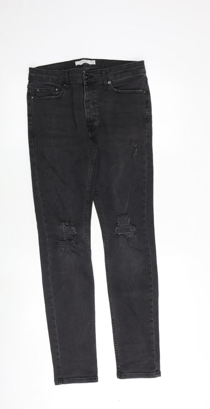 Mens UK Size 30 in Topman Slim Fit Skinny Grey Jeans