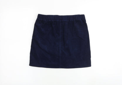 Denim & Co. Girls Blue 100% Cotton Mini Skirt Size 11-12 Years Regular Buckle