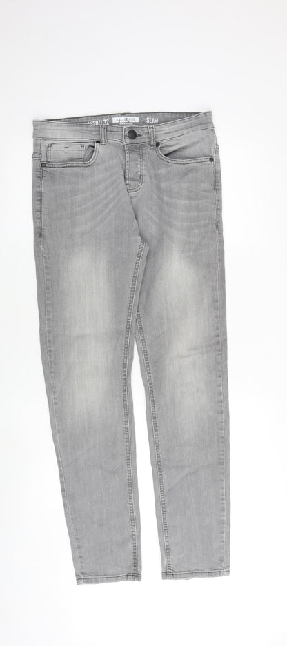 Denim & Co. Mens Grey Cotton Straight Jeans Size 30 in L32 in Slim Button