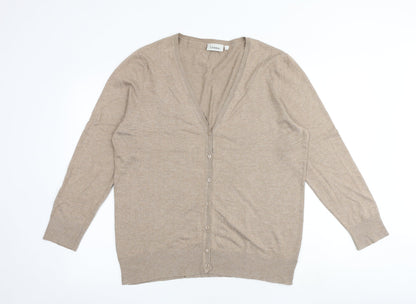 C&A Womens Brown V-Neck Viscose Cardigan Jumper Size L