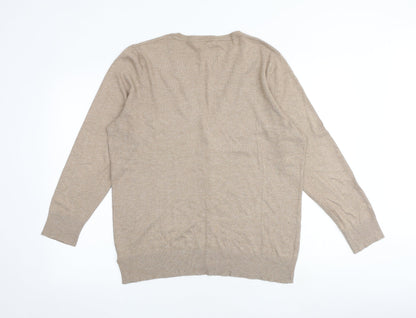 C&A Womens Brown V-Neck Viscose Cardigan Jumper Size L