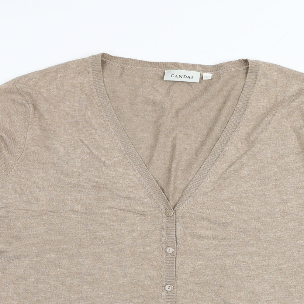 C&A Womens Brown V-Neck Viscose Cardigan Jumper Size L