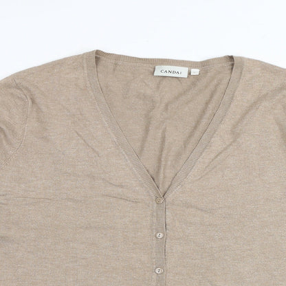 C&A Womens Brown V-Neck Viscose Cardigan Jumper Size L