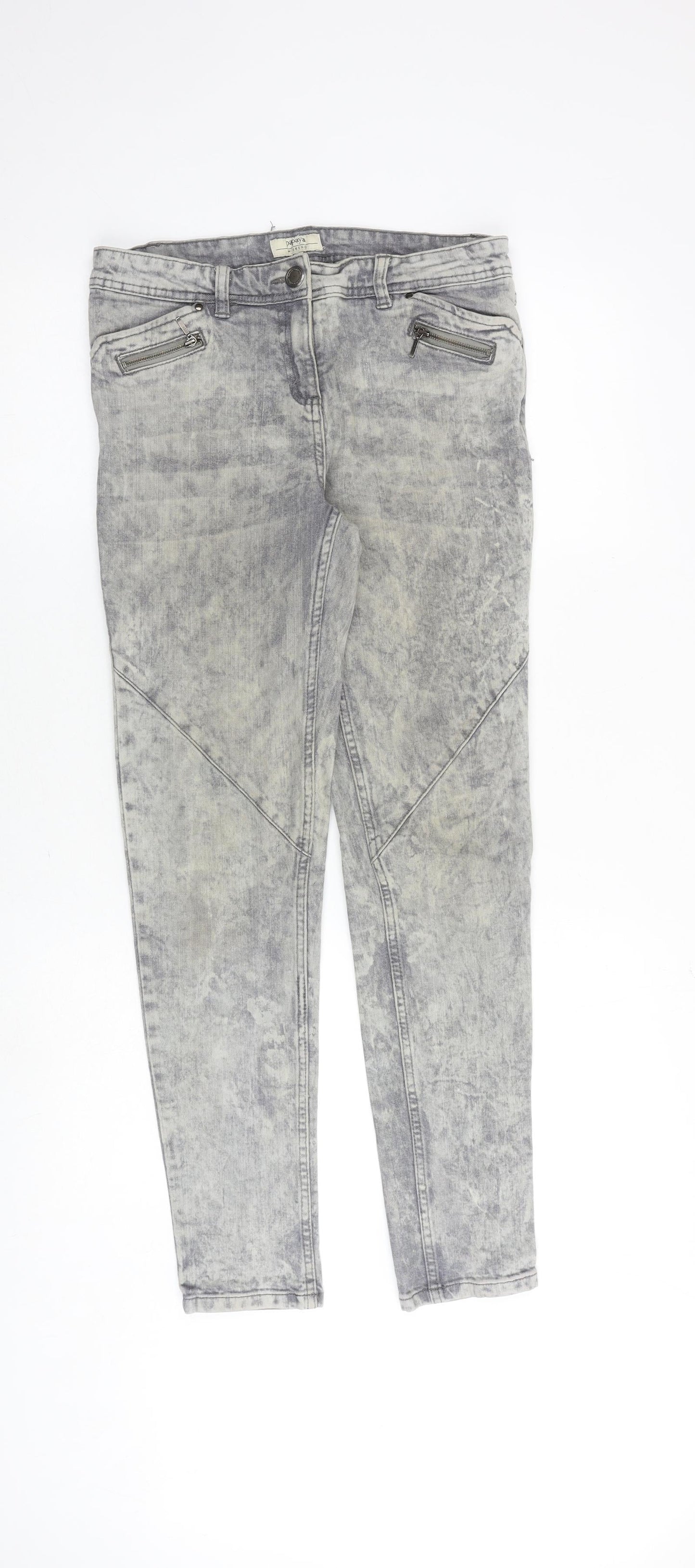 Womens UK Size 10 Papaya Regular Fit Skinny Grey Jeans