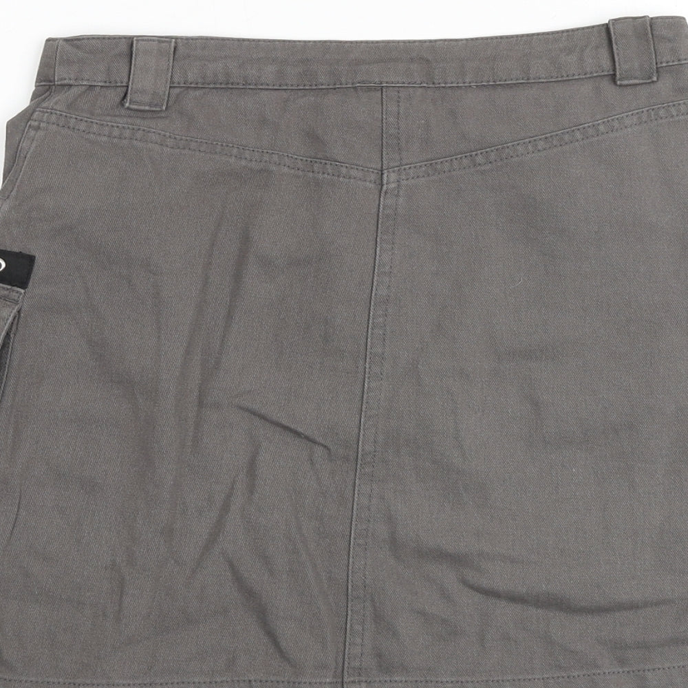 River Island Girls Grey 100% Cotton Cargo Skirt Size 11 Years Regular Zip