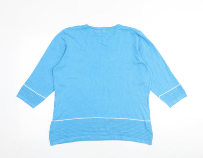 Womens UK Size XL BASSINI Blue Pullover Jumper